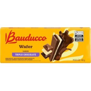 BISCOITO BAUDUCCO WAFER TRIPLO CHOC 140G
