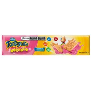 BISCOITO TORTUGUITA QUADR MORANGO 130GR